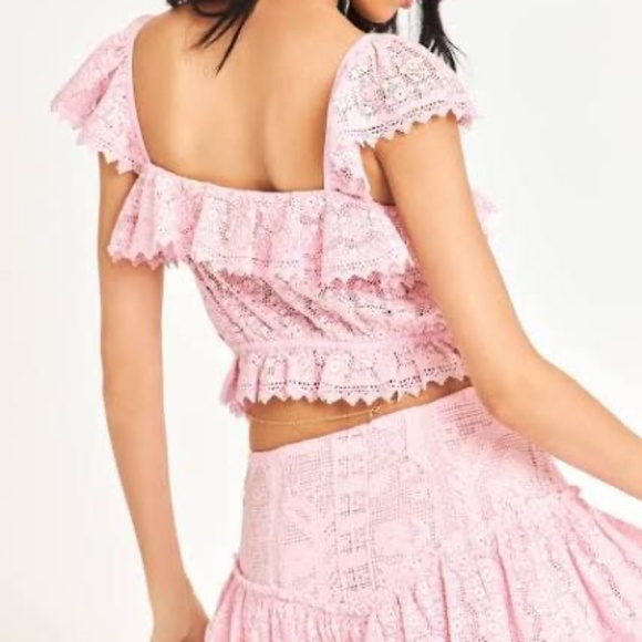 Loveshackfancy Pink Lace Skirt Size 12 - Picture 2 of 6